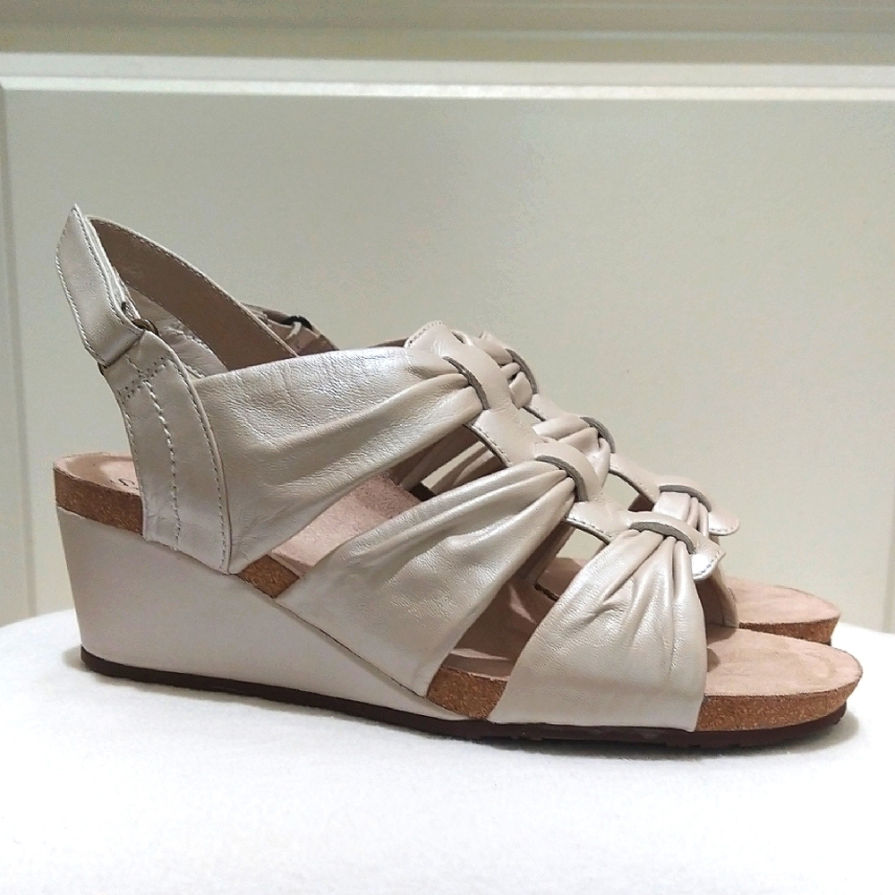 Salvia Randi Leather Wedge Sandals Slingbacks Sz 40 NWB